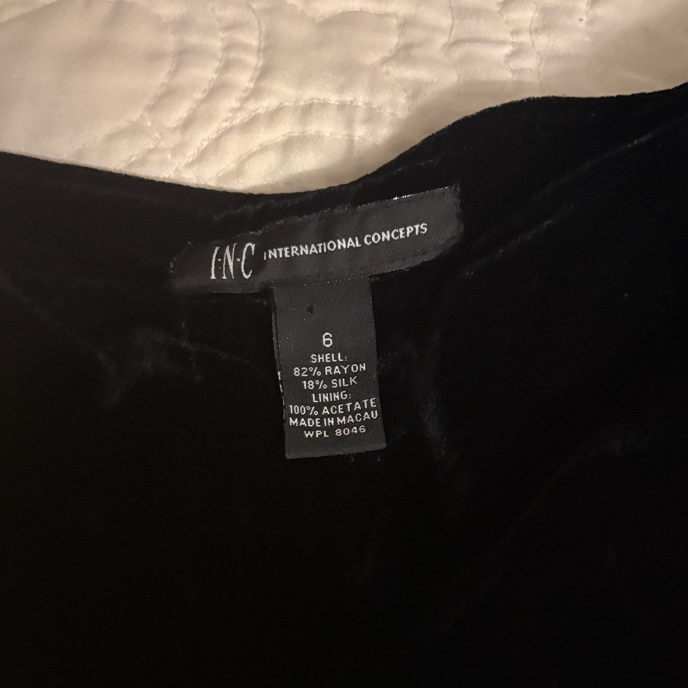 INC International Concepts Black Velvet Blouse